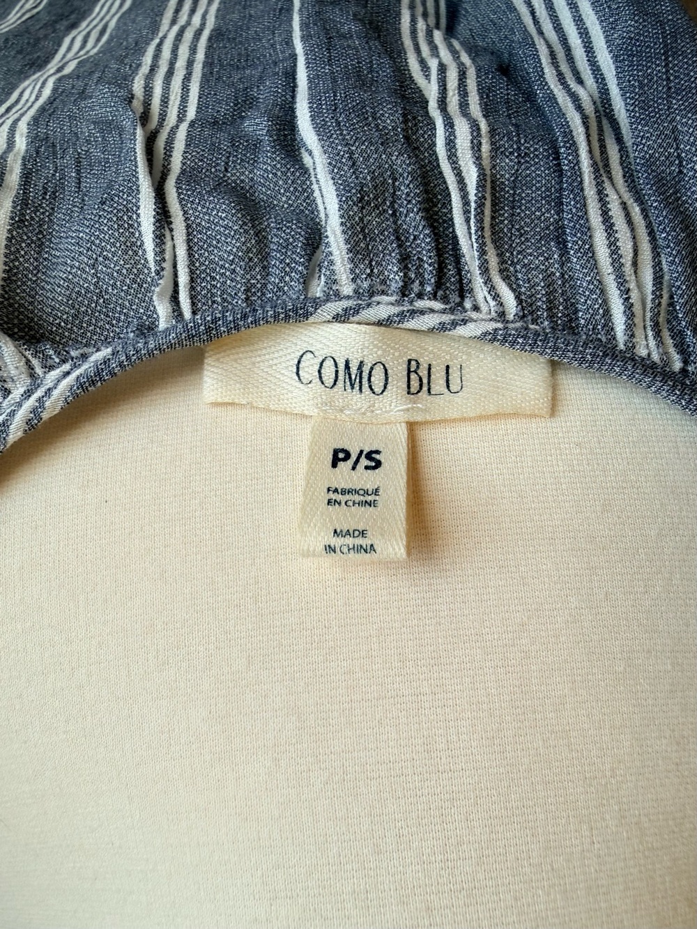 Como Blu Striped Blue & White Tie-Neck Tunic Top - Women - Picture 3 of 3